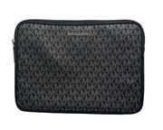 MICHAEL KORS Black and Silver Signature Coated Canvas Tablet Sleeve / Cover