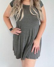 Striped T-Shirt Dress Grey Small