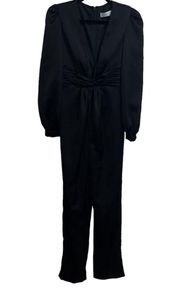 NEW NWOT Ieena For  Plunge Neck Long Sleeve Satin Jumpsuit In Black