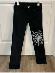 True Religion Black SpiderWeb Halloween Jeans Size 26