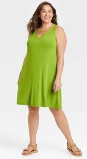 Ava & Viv Dress Green V Neck Sleeveless Tank Dress / Cover Up Sz 3X (24-26) NWT