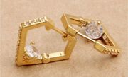 NWT 14K gold plated diamond shaped pave’ CZ earring