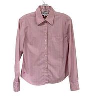 Lilly Pulitzer Womens Shirt Size 6 Pink Stripe Button Up Long Sleeves Blouse Vtg