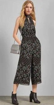 TED Baker Black Marcila Hazel High Neck Wide Leg Floral Jumpsuit