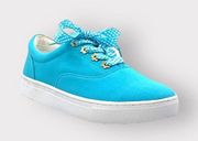 Isaac Mizrahi Blue Sneakers Casual sz 5 Low-Top Lace-Up Womens Shoes Checkered