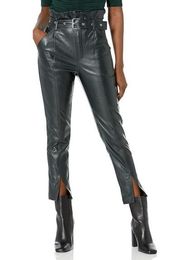 Blank NYC Vegan Leather Paperbag Belted Pant in Black