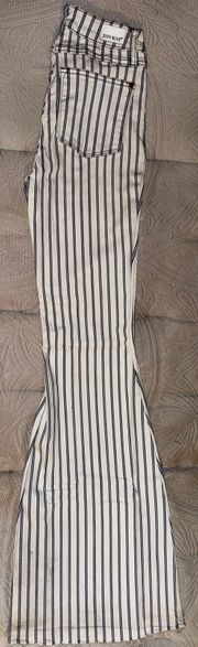 White And Dark Blue Stripped Bell Bottoms