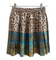 Vertigo Paris VINTAGE 90s Pleated Satin Leopard Print Size Small Tennis Skirt