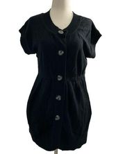 Daisy Fuentes Women's Black Short Sleeve Button Up Cardigan Dress Size Medium #1