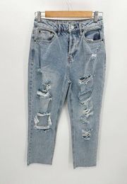 Vanilla Star Jeans Junior 3 Blue 90's Boyfriend Light Wash Denim Distressed