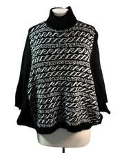 FREE PEOPLE Women's Mock-Neck Black/White Shawl Sweater Size XS