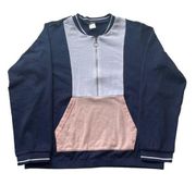 Venus Color block Sweatshirt Large Navy Blue Pink white French Terry Varsity