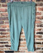 Sanctuary Army Green Slim Fit Cropped Pull-On Pants Women's Size Large