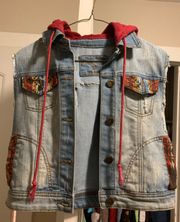 Aztec Denim Hooded Vest