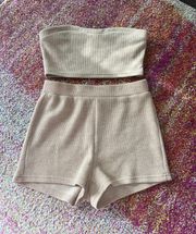 tan cropped set