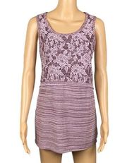 LOGO by Lori Goldstein mauve “Space Dye Tank with Cropped Lace”. Size Small. EUC