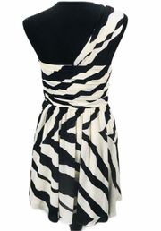 Express Zebra Striped Dress, Black, Cream, 8