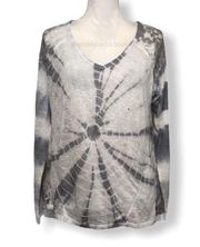 NWT  Tie Dye Gray Lace Trim Shirt Top