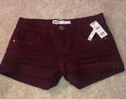 Tilly's Tilly RSQ Malibu Cuff Short Burgundy size 1 NWT