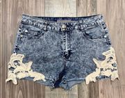 Boom Boom Cutoff Crochet Lace Juniors Jean Shorts Size 7