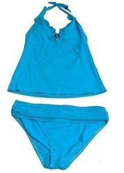 AMERICAN LIVING Turquoise Blue Halter Tankini size 10