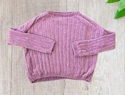 Oversized Cropped Crewneck Soft Sweater Violet Bloom Large 11-13