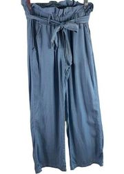 Thread & Supply Maria Chambray Wide Leg High Rise Paper Bag Pants Size S