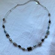 Lia Sophia: Black/Blue/Gray beaded necklace- fits tighter to neck