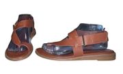 FRANCO SARTO Gensi Leather Strappy Toe Loop Thong Sandals Size 8 Brown Tan Boho
