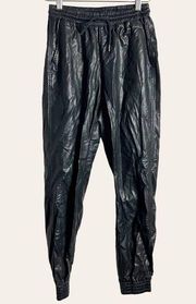 ZARA  Black Faux Leather Drawstring Jogger Pants Size XS