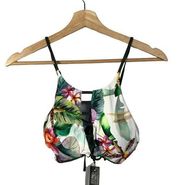 XOXO Green & White Tropical Floral Bikini Top L