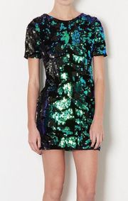 sparkly green velvet sequin dress