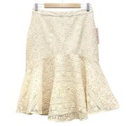 NWT Rachel Parcell Cream Embroidered Flounce Skirt Beige Swan Women’s Size Small