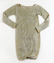 Samsoe & Samsoe Stefani Silver Gold Shimmer Crepe Bodycon Mini Dress Small