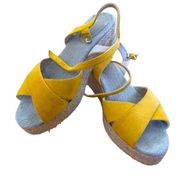 BODEN JASMINE ESPADRILLES YELLOW GOLD LEATHER CRISS CROSS OPEN SHOES