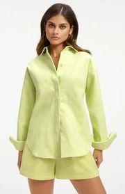 Good American Weekend Shirt in Green 00/0 XSmall Womens Button Down Blouse Top