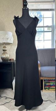 Studio 1 Cocktail Classic Midi Dress Knot Shoulder Inner Straps Black Size 8