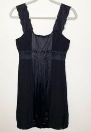 Silk Lace Trim Mini Dress Black Size 4