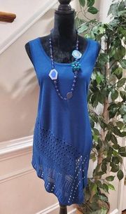 Grace Elements Women's Blue Rayon Scoop Neck Sleeveless Casual Top Blouse Size M