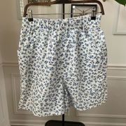 Vintage 80s 90s Northwest Blues Calico Floral Twill Pull On Shorts M