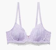 SAVAGE X FENTY Purple Floral Lace Unlined Bra Size 34B