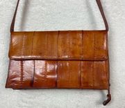 Unused VTG Lee Sands Tan Genuine Eel Skin Organizer Wallet Crossbody Purse