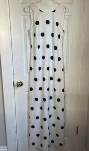 Fame and Partners white polka dot maxi dress low back size 2