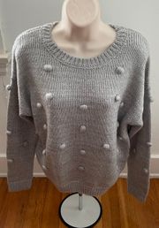 Lumiere Light Gray Popcorn Crewneck Long Sleeve Sweater, size L 