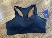 REEBOK MATCH BRA BLACK /BLACK MESH REW211BR02006 Large MSRP $40 NEW P0442