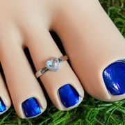 Heart faceted CZ sterling silver toe/midi ring