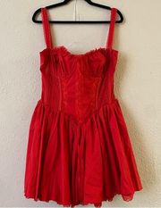 HOUSE OF CB 'Pietra' Cherry Corset Mini Dress /Size L Full Taller Longer