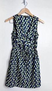 Bebop Dress Womens Fit & Flare Blue/Green Bird Pattern Ruffle Detail Size Small