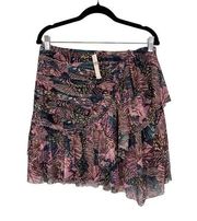 ANTHROPOLOGIE Skirt Womens 10 Tulle Ruched Mini Ruffle Pleated Lined Purple NWT