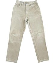 Vintage 90s Lands End High Rise Mom Straight Leg Denim Khaki Tan - Women's - 4